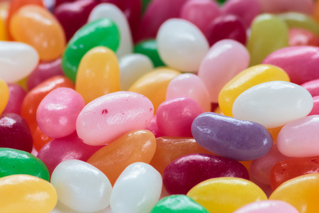 Jelly beans on white background close upの写真素材