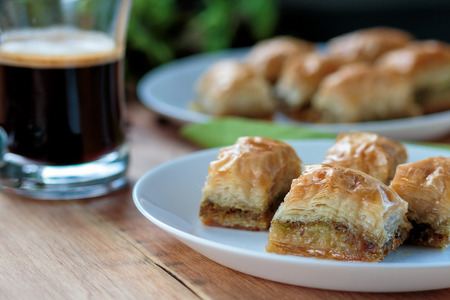 Baklava on the white plateの写真素材
