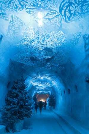 ZAGREB, CROATIA - DECEMBER 27, 2016:  WW2 tunnel under city of Zagreb decorated as part of Advent in Zagrebのeditorial素材