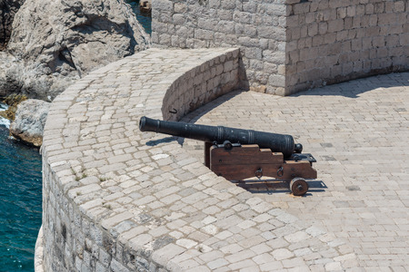 Old Cannon used as defense system of Old Port of Dubrovnikのeditorial素材
