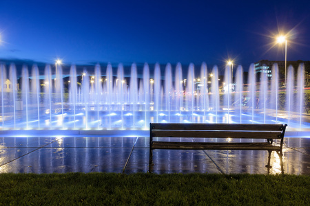 New fountains on entrance to downtown of city of Zagreb, Croatiaの写真素材
