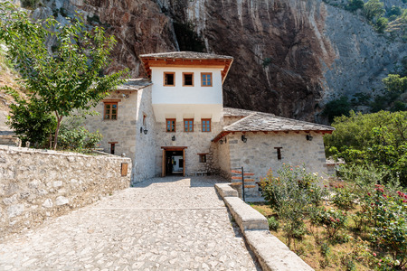 BLAGAJ, BOSNIA AND HERZEGOVINA - JULY 12, 2016: Tekija (Tekke) Blagaj Dervish house, important monument of the early Ottoman period in Bosnia and Herzegovinaのeditorial素材