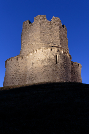 Old small stone church of St. Nicholas on hill near city of  Nin in Croatia. Copy spaceの写真素材