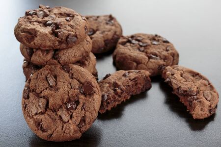 Chocolate chip cookies close up