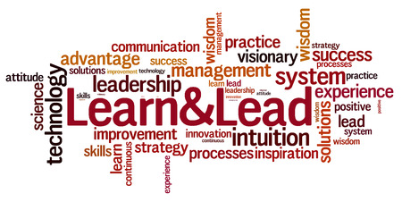 Learn and lead word cloud. Leadership typography background.の写真素材