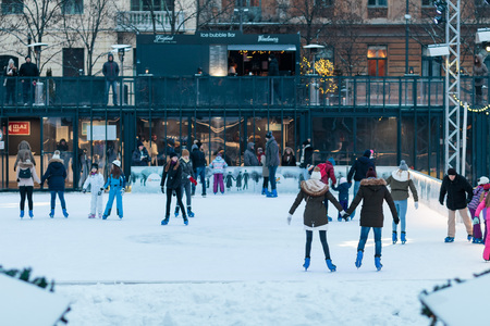 ZAGREB, CROATIA - JANUARY 08, 2017: Advent in Zagreb, Ice Park (Ledeni Park) at the King Tomislav parkのeditorial素材