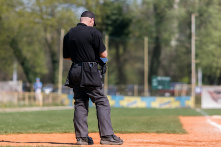 Plate umpire on baseball field, copy spaceの写真素材
