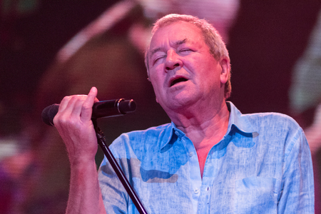 ZAGREB, CROATIA - MAY 16, 2017: Deep Purple lead singer Ian Gillan on stage during their The Long Goodbye tour at Arena Zagreb.のeditorial素材