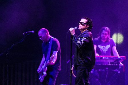 ZAGREB, CROATIA - JUNE 27, 2017: Zagreb Rockfest. The Cult band lead singer Ian Astbury on stage during the Rock Fest in Zagreb, Croatiaのeditorial素材