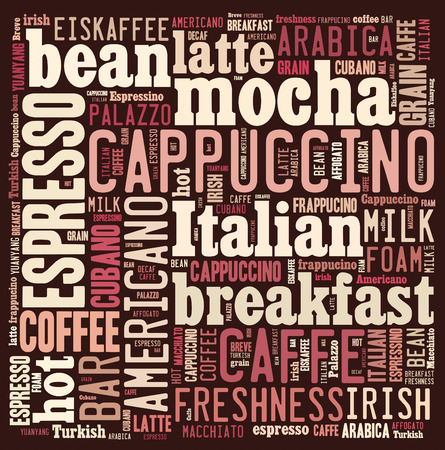 Word cloud of words related to coffeeの写真素材