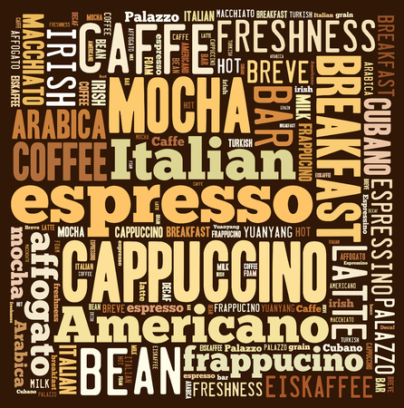Word cloud of words related to coffeeの写真素材
