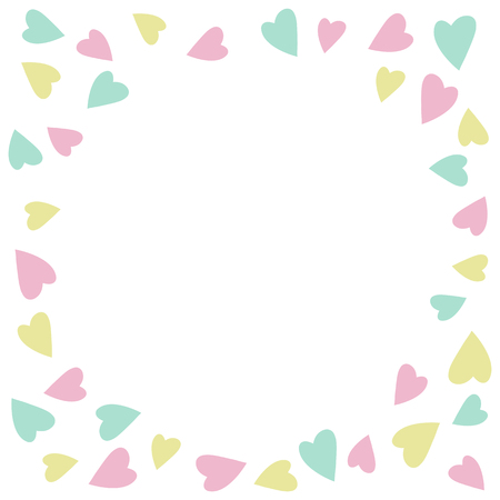 A Vector illustration for Valentine's Day. Holiday card. Copy space for text. Pink, white, yellow and blue colors. Design card. Pastel colors.のイラスト素材