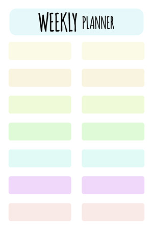 Vector planner. Format A4. Cute page for notes. Notebooks, diary, school accessories. Cute romantic planner page. Planner Template. Organizer and Schedule.のイラスト素材