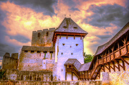 Castle and the burning skyの写真素材