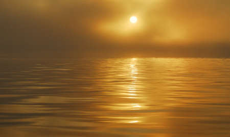 Foggy sunrise in the Baltic Sea. Lithuania.の写真素材