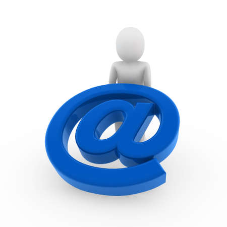 3d human email symbol blue business isolated の写真素材