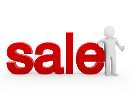 3d human sale red symbol business buy isolatedの写真素材