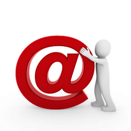 3d human email symbol red business isolated の写真素材