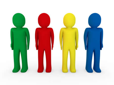 3d human team blue red green yellow businessの写真素材