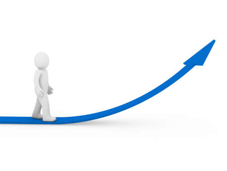 3d human arrow success growth blue white business の写真素材