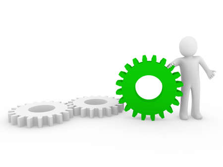 3d human gear red white business isolated backgroundの写真素材