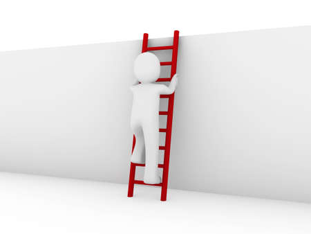 3d human ladder wall success business up redの写真素材