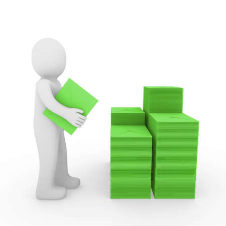 3d, human, letter, mail, green, email, post, business