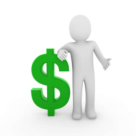 3d, human, dollar, finance, green, symbol, business, whiteの写真素材