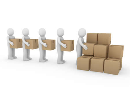 3d, human, shipping, transport, container, box, package, manの写真素材