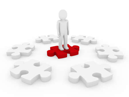 3d human puzzle circle red teamwork successの写真素材