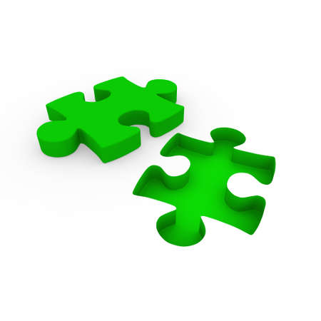 3d puzzle green white success connection piece businessの写真素材