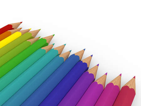 3d pencil red blue green yellow purple colorfulの写真素材
