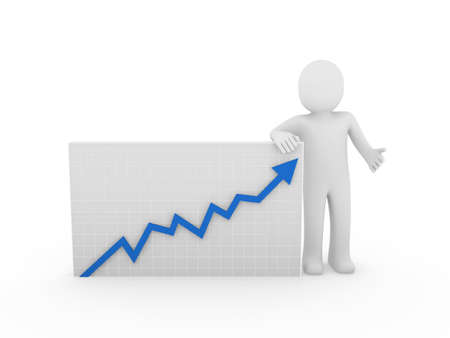 3d human arrow growth success business blue diagramの写真素材