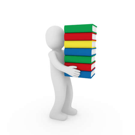 3d human book bear learn read red blueの写真素材