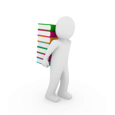 3d human book bear learn read orange pinkの写真素材