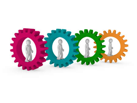 3d gear human men pink orange green teamworkの写真素材