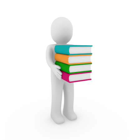 3d human book paper learn read pink blueの写真素材