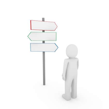 3d human man way sign red blue arrowの写真素材