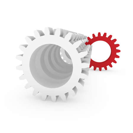 3d gear red white machine business technology engineの写真素材