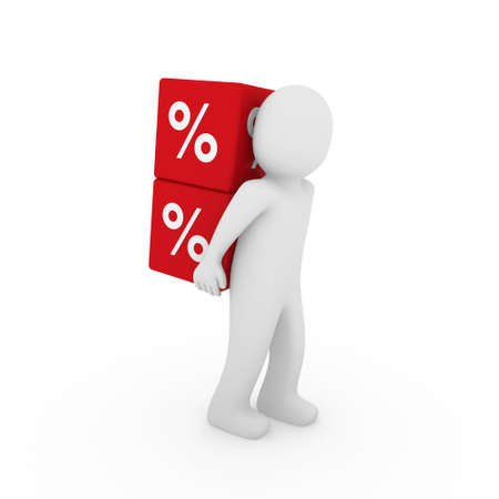 3d human red sale cube success percent businessの写真素材