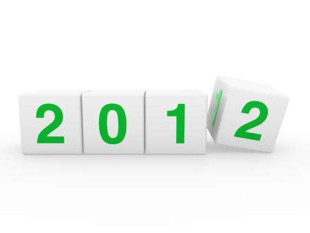 2011 2012 happy new year green 3d cubeの写真素材