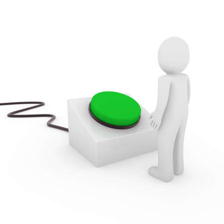 3d human man button stop start green pushの写真素材
