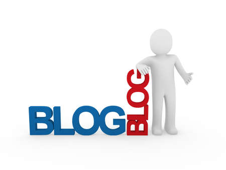 3d man human blog red blue network communityの写真素材