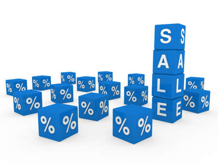 3d sale cube blue discount percentage sell buyの写真素材