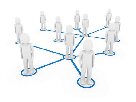 3d men network social blue people connection teamwork