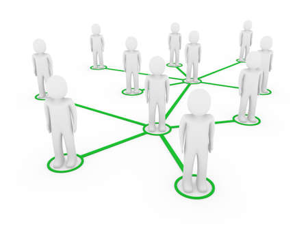 3d men network social green people connection teamworkの写真素材