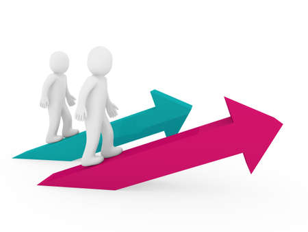 3d men up arrow pink green growth highの写真素材