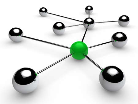 3d, green, chrome, ball, network, communication, whiteの写真素材
