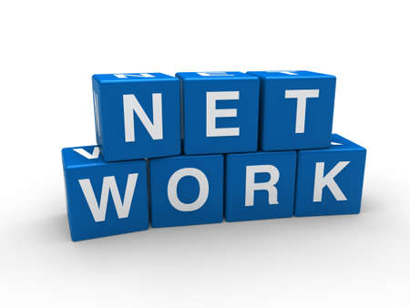 3d network blue internet cube teamwork networkingの写真素材