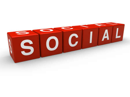 3d red social network communication connection cubeの写真素材